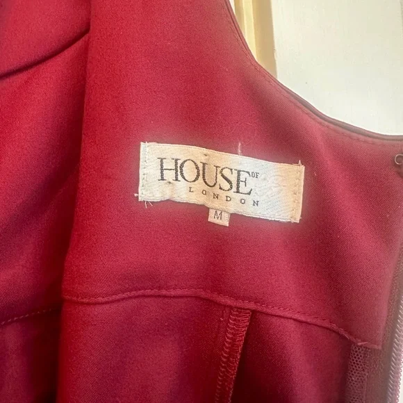 House of CB Hama Wine Burgundy Sleeveless Fitted Dress - Picture 7 of 7